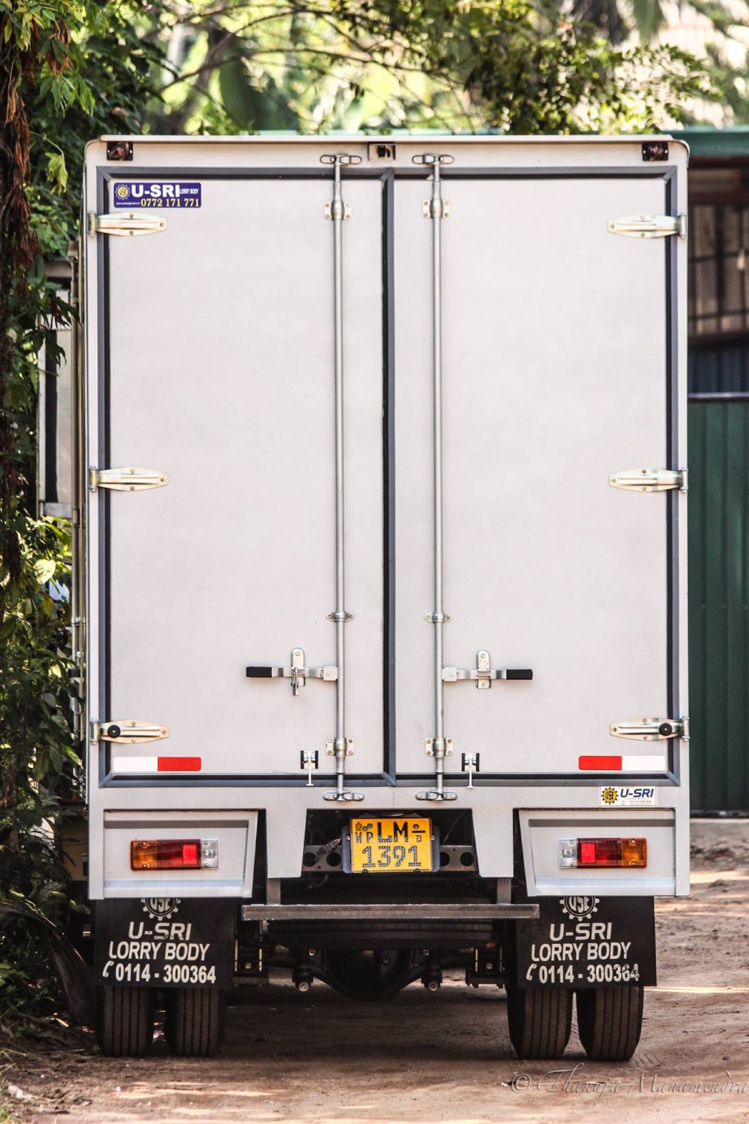 Steel swing doors on a lorry body built by USRI Lorry Body Sri Lanka